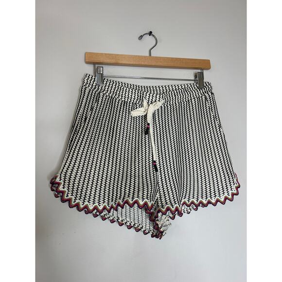 NEW Saylor Verna Crochet Knit Stripe Shorts Rickrack Trim Set Black Size: Large - Picture 8 of 11